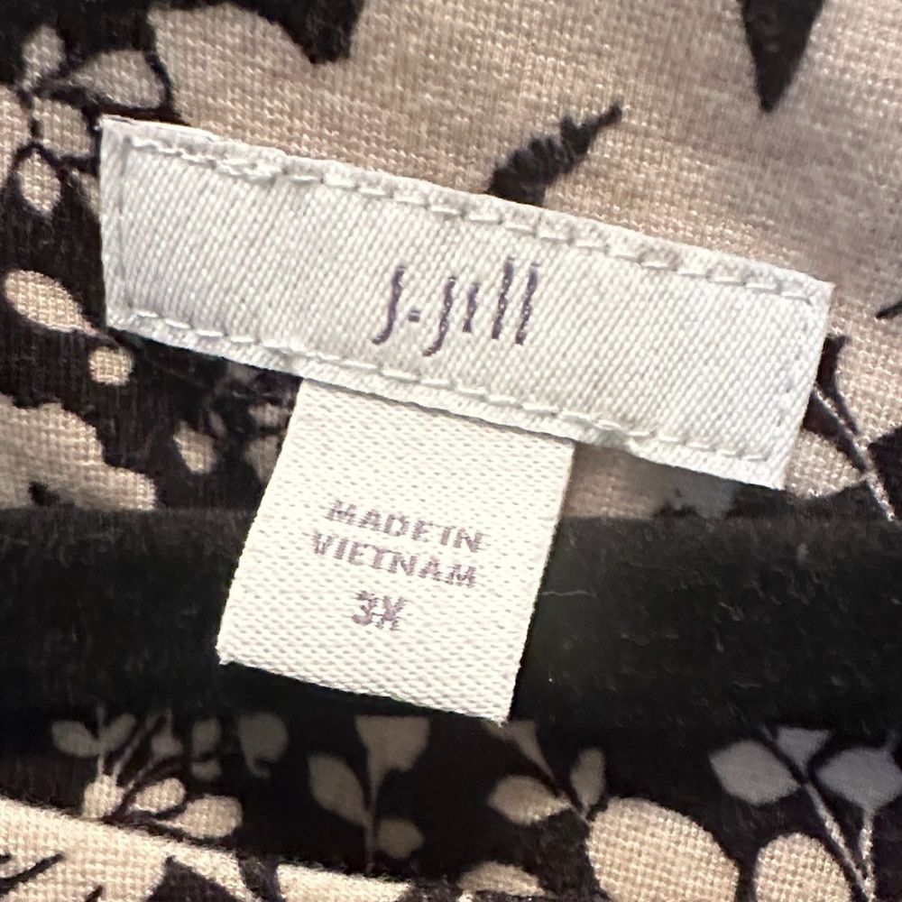 J. Jill Black and Cream Knit Floral Dress 3/4 Puff Sleeves Boxy Comfort Size 3X - Picture 2 of 7